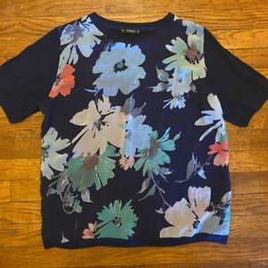 Floral short sleeves sweater